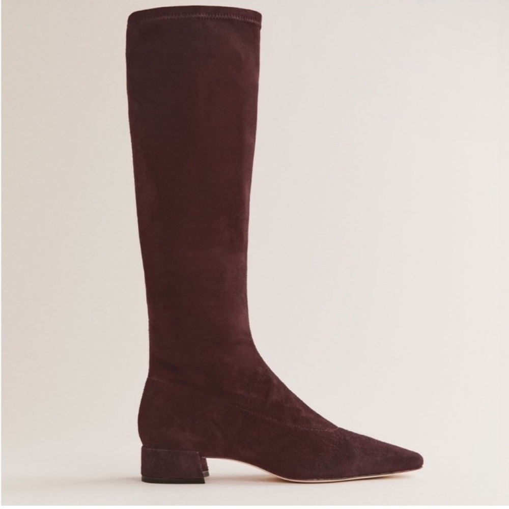 Reformation Tall Suede Boot in Deep Burgundy